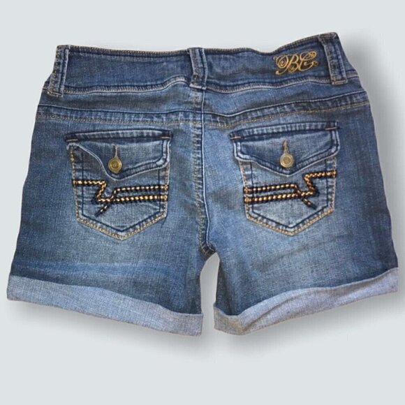 Y2K Vintage Vibes Bubblegum Cuffed Denim Shorts Casual Summer Festival Ready - Picture 2 of 5